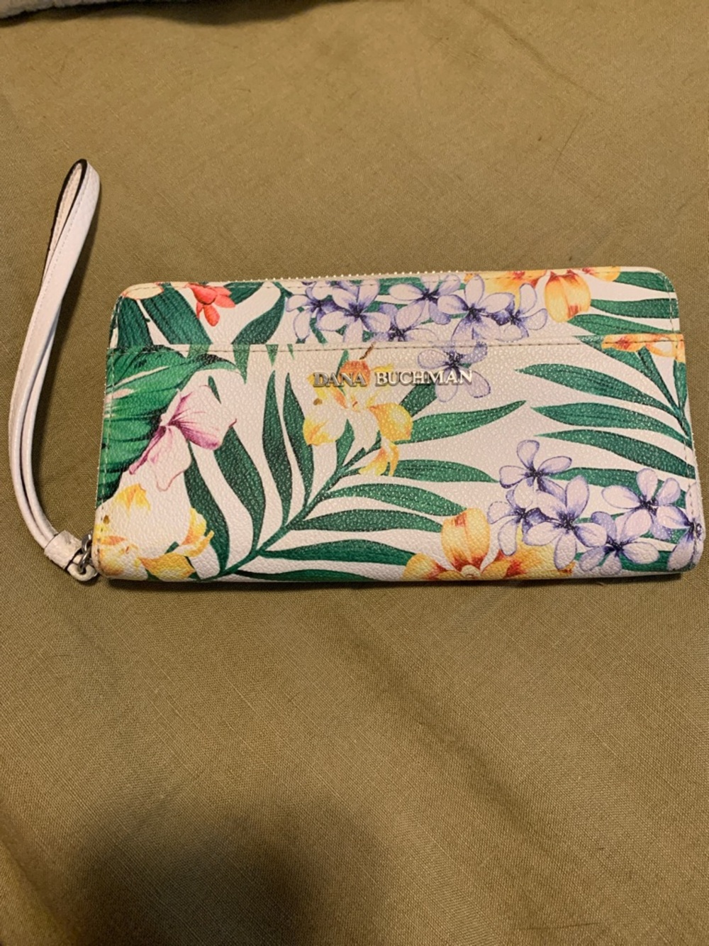 Dana Buchman Floral Zip Wallet Wristlet - Green/White/Yellow/Purple